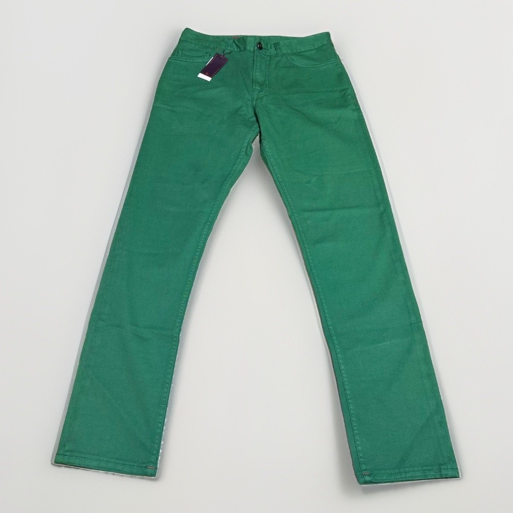 Isaia Napoli Mens Green Slim Straight 5 Pocket Pants Size 48 R 32x32 Italy NEW